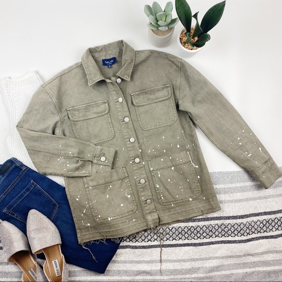 Splendid Jackets & Blazers - SPLENDID Green Distressed Olive Green Jacket XS